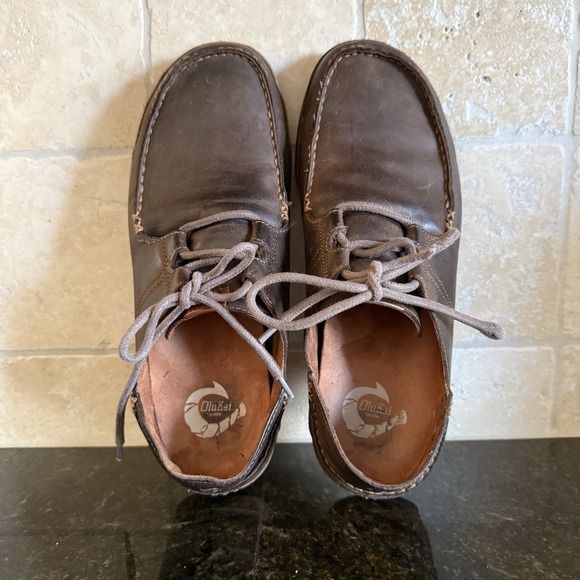 Olukai Ohana Lace-Up Shoes Mens Size 10.5 Brown Leather‎ Nubuck Casual Comfort main image 10